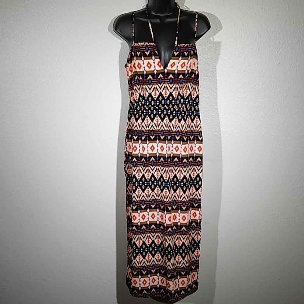 Freeway Tribal Print Maxi Halter Dress‎ LG